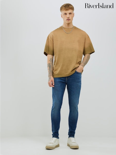 River Island Blue Stretch Spray On Fit Jeans (Y08683) | €56
