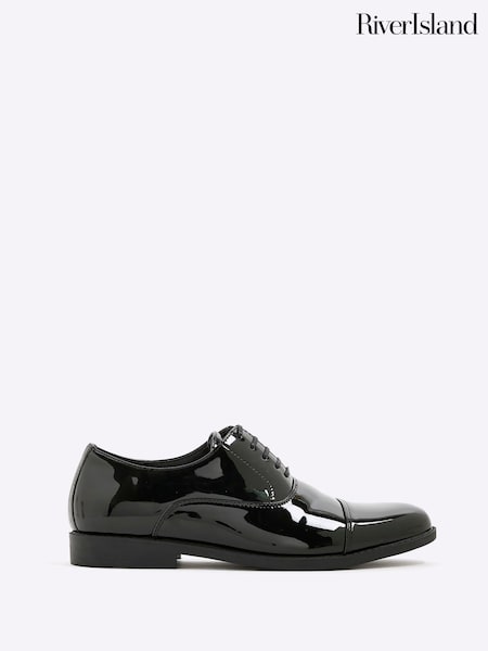 River Island Black Patent Derby Shoes (Y08684) | €62