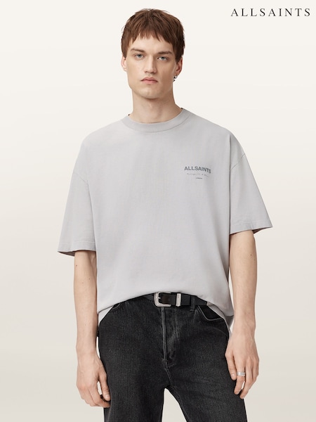 AllSaints Grey Future Short Sleeve Crew T-Shirt (Y08734) | €83