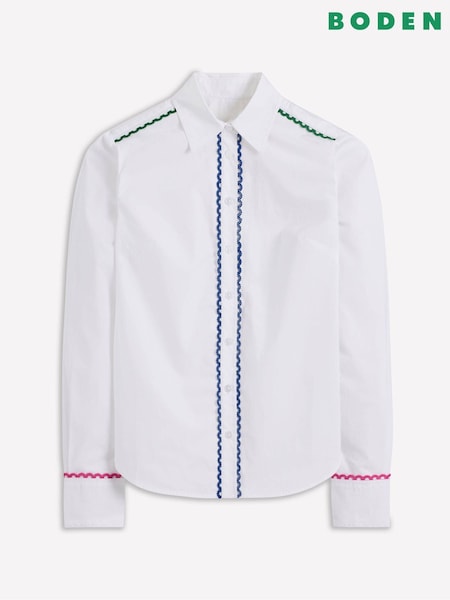 Boden White Sienna Interest Cotton Shirt (Y08770) | AED402