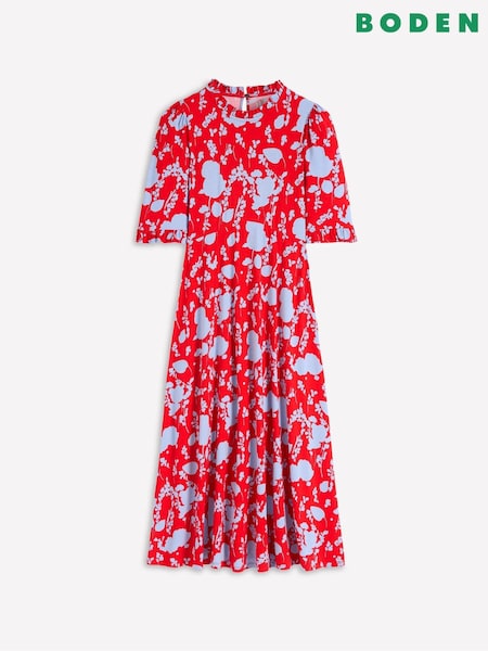 Boden Red Ruffle Seamed Midi Dress (Y08773) | €154