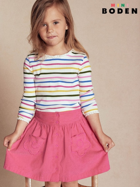 Boden Pink Mini Button through Skirt (Y08859) | €45 - €54
