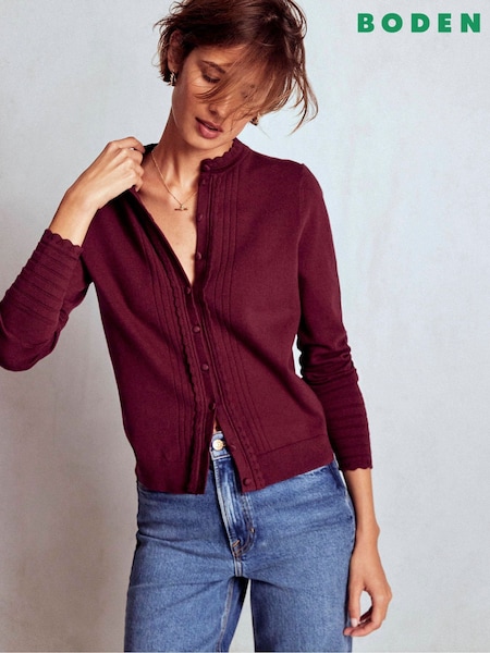 Boden Purple Angela Cotton Scallop Cardigan (Y08865) | R$ 840