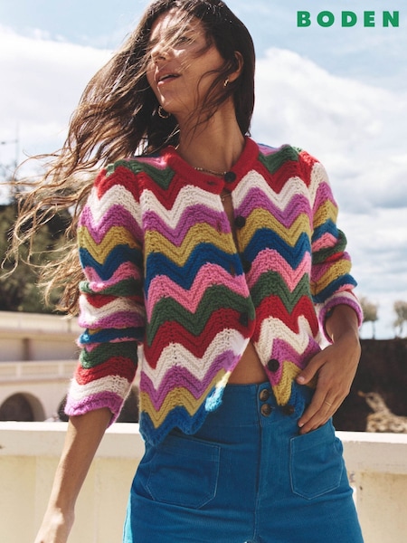 Boden Blue Chunky Chevron Knitted Jacket (Y08869) | €244