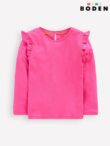 Boden Pink Frill Sleeve Slub Sweattop G5505 (Y08920) | AED87 - AED99