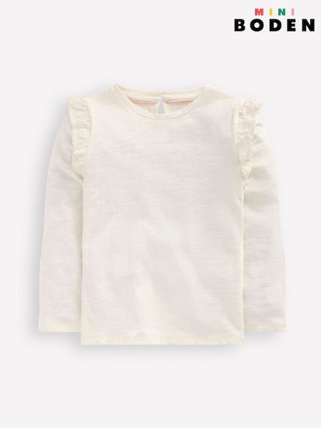 Boden Natural Frill Sleeve Slub Top G5505 (Y08931) | AED87