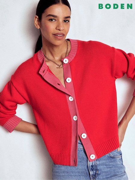 Boden Red Jemma Chunky Cotton Cardigan (Y08932) | €138