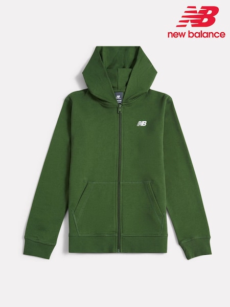 Verde - New Balance French Terry Small Logo Full Zip Hoodie (Y08941) | 71 € - 85 €