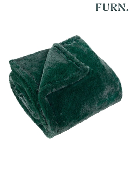 Furn Needle Green Kallu Double Sided Faux Fur Throw (Y08967) | 163 QAR - 208 QAR