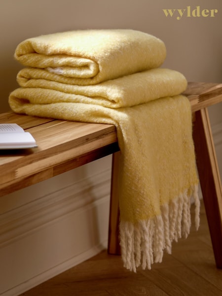 Wylder Butter Yellow Isla Woven Tasselled Throw (Y08981) | 148 QAR