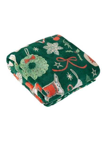 Duvet Day Emerald Festive Treats Printed Fleece Throw (Y08996) | AED105