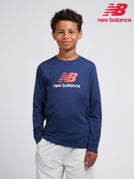 New Balance Blue Jersey Stacked Logo Long Sleeve T-Shirt (Y09229) | AED116 - AED140