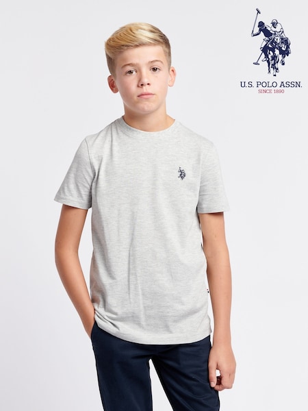Light Grey - U.s. Polo Assn. Texture Double Horsemen T-shirt