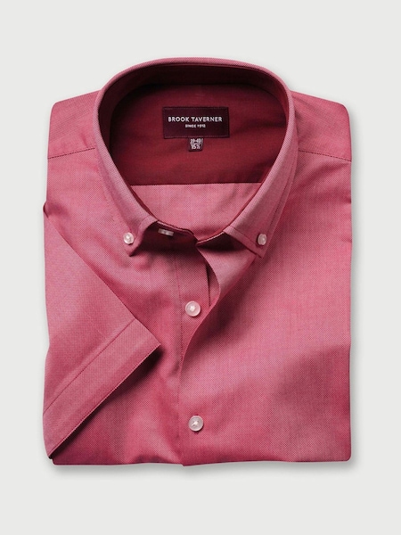 Brook Taverner Red Oxford Short Sleeve Shirt (Y09274) | €66