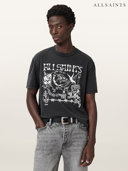 AllSaints Black Chingford Short Sleeve Crew T-Shirt (Y09458) | 292 QAR