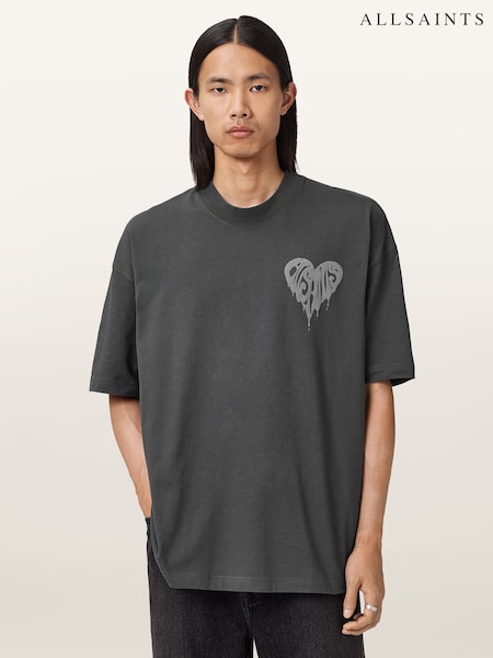 AllSaints Black Trip Short Sleeve Crew T-Shirt (Y09459) | €78