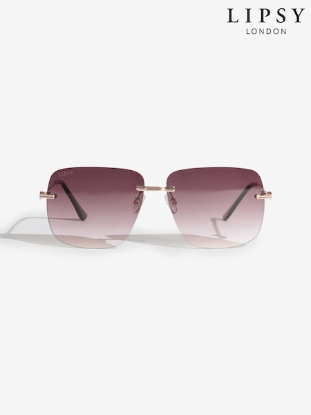 Lipsy Black Square Rimless Sunglasses (Y09528) | 107 SAR