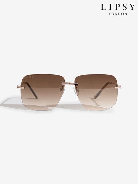 Lipsy Brown Square Rimless Sunglasses (Y09530) | 107 SAR