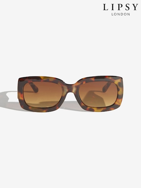 Lipsy Brown Chunky Slim Sunglasses (Y09536) | SGD 27