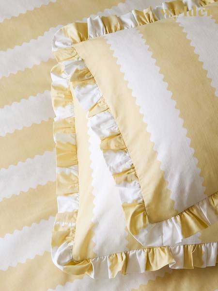 Wylder Butter Yellow Birdie Stripe Ruffle Pillowcases Pair (Y09541) | 4,820 ISK