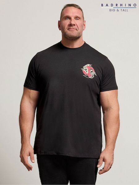 BadRhino Big & Tall Black Japanese Koi T-Shirt (Y09710) | AED128