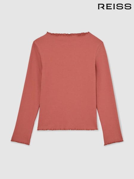 Reiss Brittany Stretch-Cotton Lettuce-Trim Ribbed Top (Y09725) | ‏162 ر.ق.