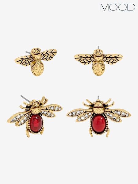 Mood Gold Tone Polished Insect Stud Earrings 2 Pack (Y09814) | €24