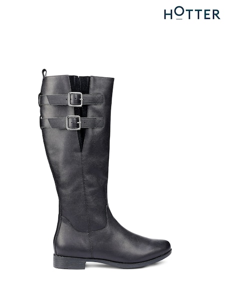 Schwarz - Hotter Wide Fit Bamburgh Zip Buckle Boots