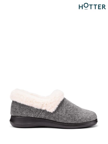 Hotter Grey Regular Fit Snug II Slip-On Slippers (Y10047) | €58