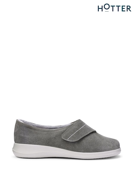 Hotter Grey Regular Fit Wrap Touch-Fastening Slippers (Y10054) | €61