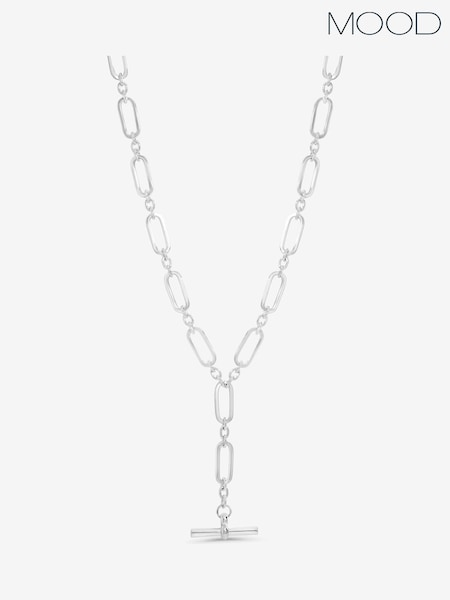 Mood Silver Tone Polished T Bar Necklace (Y10113) | €28