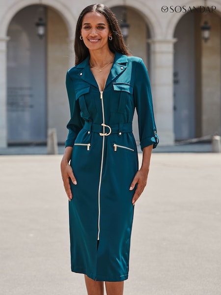 Sosandar Green Utility Shirt Dress (Y10313) | €105