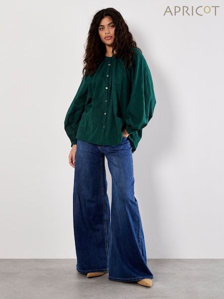 Apricot Green Embroided Cotton Shirt (Y10317) | €51
