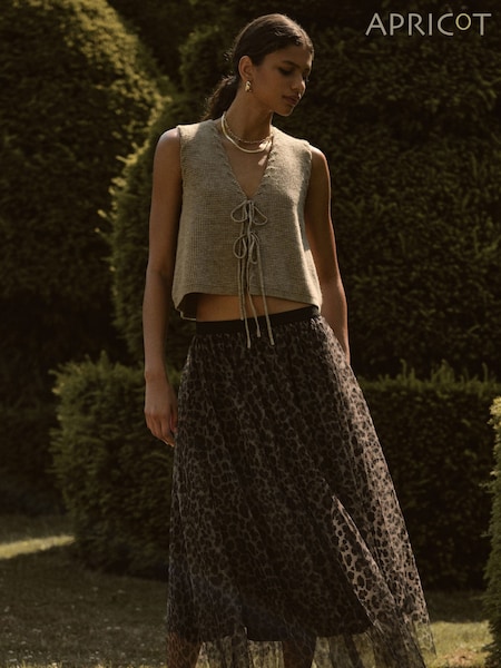 Apricot Brown Leopard Tulle Skirt (Y10321) | €51