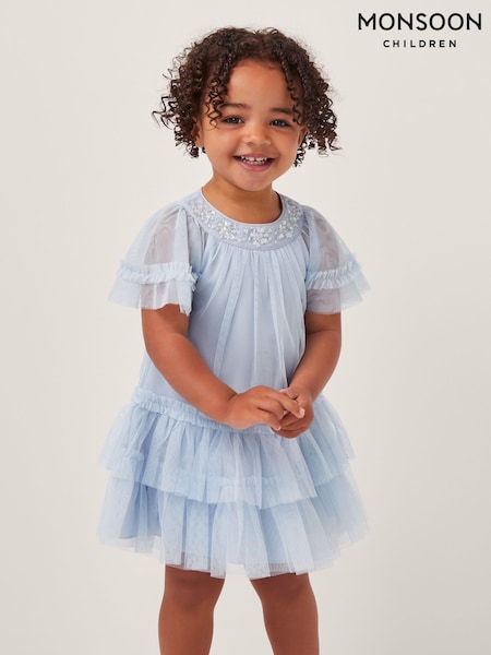 Monsoon Blue Baby Anastasia Tulle Embellished Dress (Y10335) | R$ 275 - R$ 295