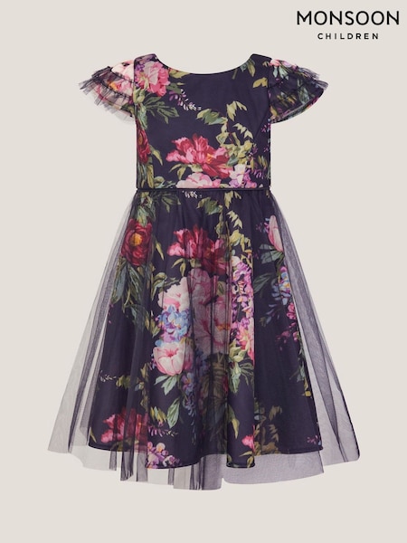 Monsoon Black Floral Tulle Layered Party Dress (Y10339) | 257 QAR - 307 QAR