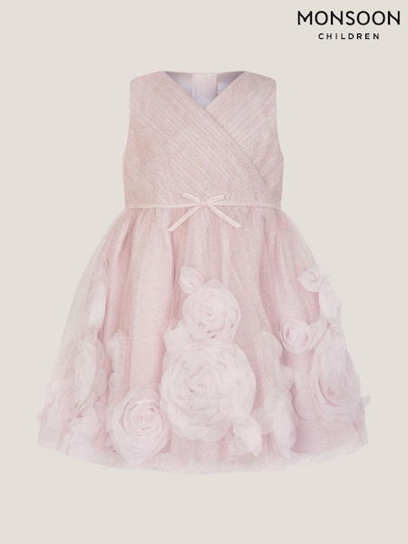 Monsoon Pink Baby Glinda Appliqué Glitter Party Dress (Y10341) | €73 - €80