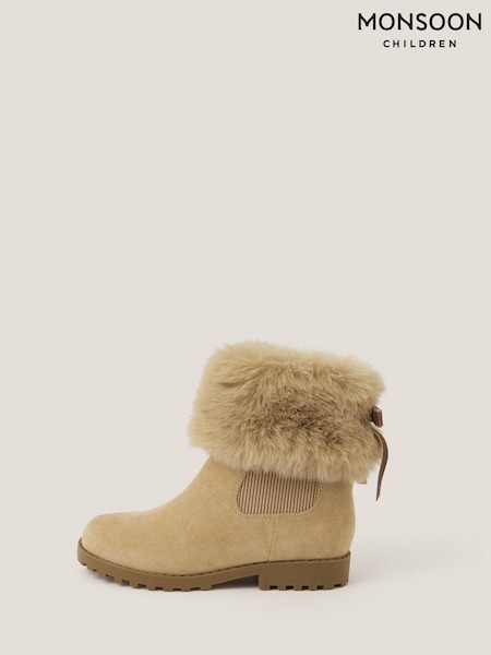 Monsoon Brown Fur Chelsea Boots (Y10349) | €50 - €56