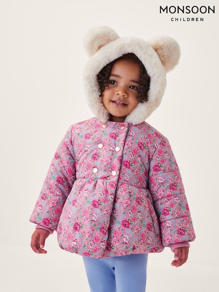 Monsoon Pink Baby Dolly Floral Print Padded Coat (Y10353) | R$ 445