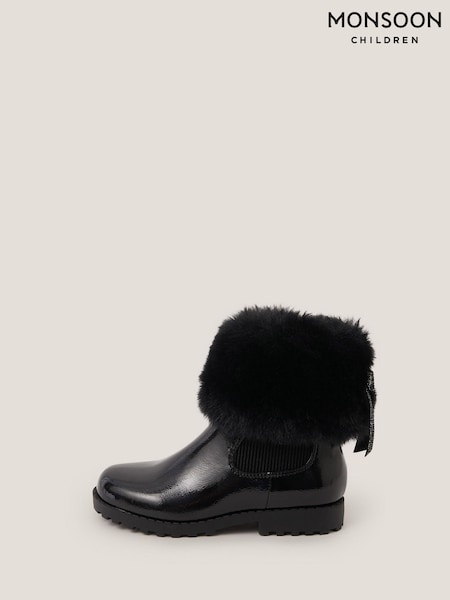 Monsoon Black Fur Chelsea Boots (Y10359) | €50 - €56