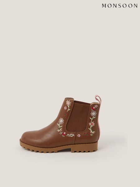 Monsoon Brown Flower Emb Boots (Y10364) | €48 - €53