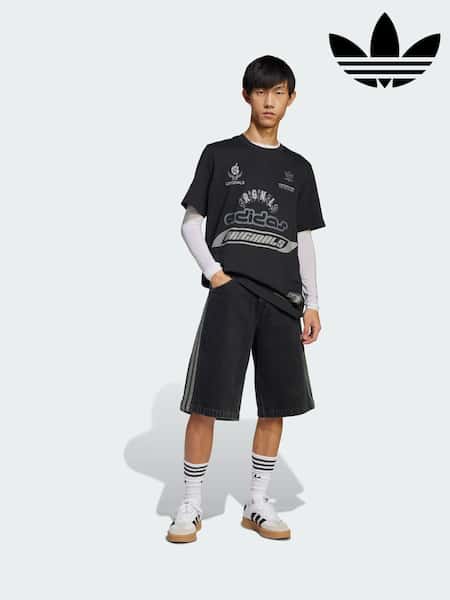 adidas Originals Black Adicolor Denim Firebird Shorts (Y10366) | €80