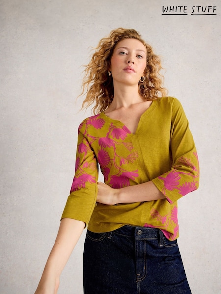 White Stuff Yellow Nelly 3/4 Sleeve T-Shirt (Y10587) | €42