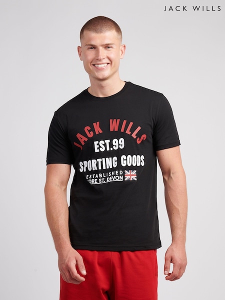 Preto - Jack Wills Arch Logo T-Shirt (Y10693) | R$ 245