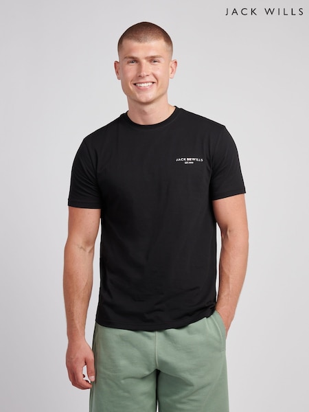 Jack Wills Black Chest Union Flag T-Shirt (Y10704) | 124 QAR