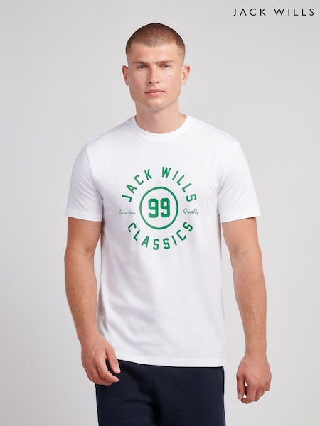 Jack Wills White Ringer Graphic T-Shirt (Y10714) | 124 QAR