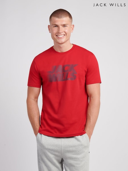 Jack Wills Red Layered Logo Graphic T-Shirt (Y10719) | 124 QAR