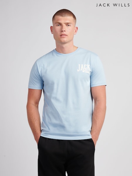 Jack Wills Blue Slant Stacked Graphic T-Shirt (Y10739) | 124 QAR