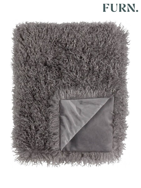 Furn Grey Rowan Faux Fur Throw (Y10755) | €85