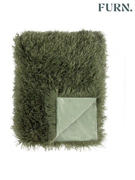 Furn Khaki Rowan Faux Fur Throw (Y10757) | €85